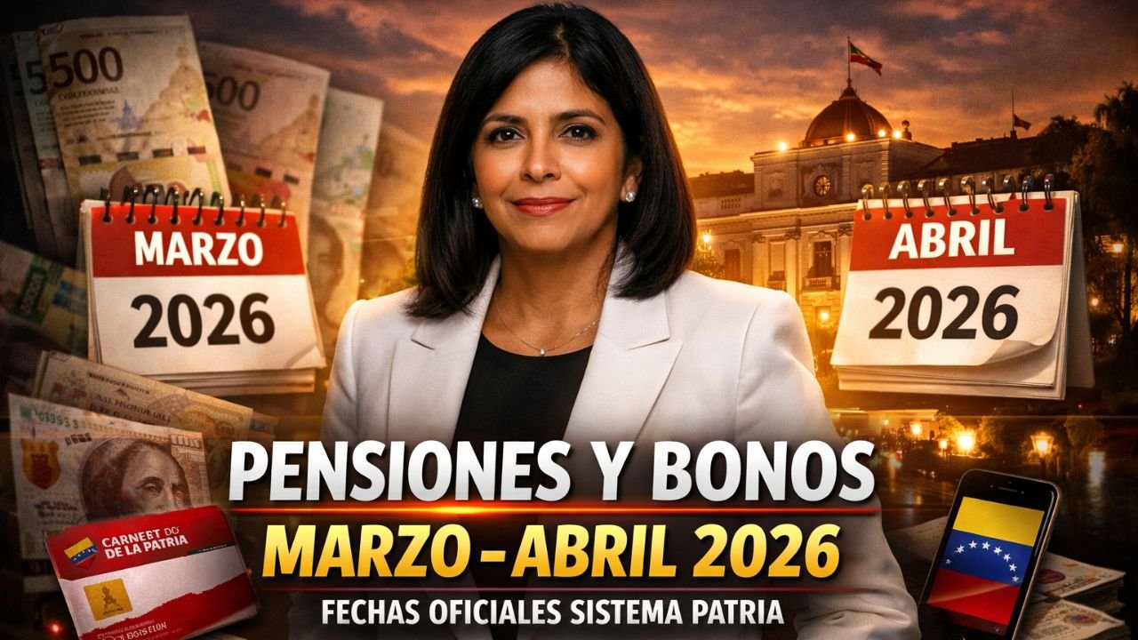 Fechas oficiales de pago marzo–abril 2026 en Venezuela: pensiones y bonos del Sistema Patria
