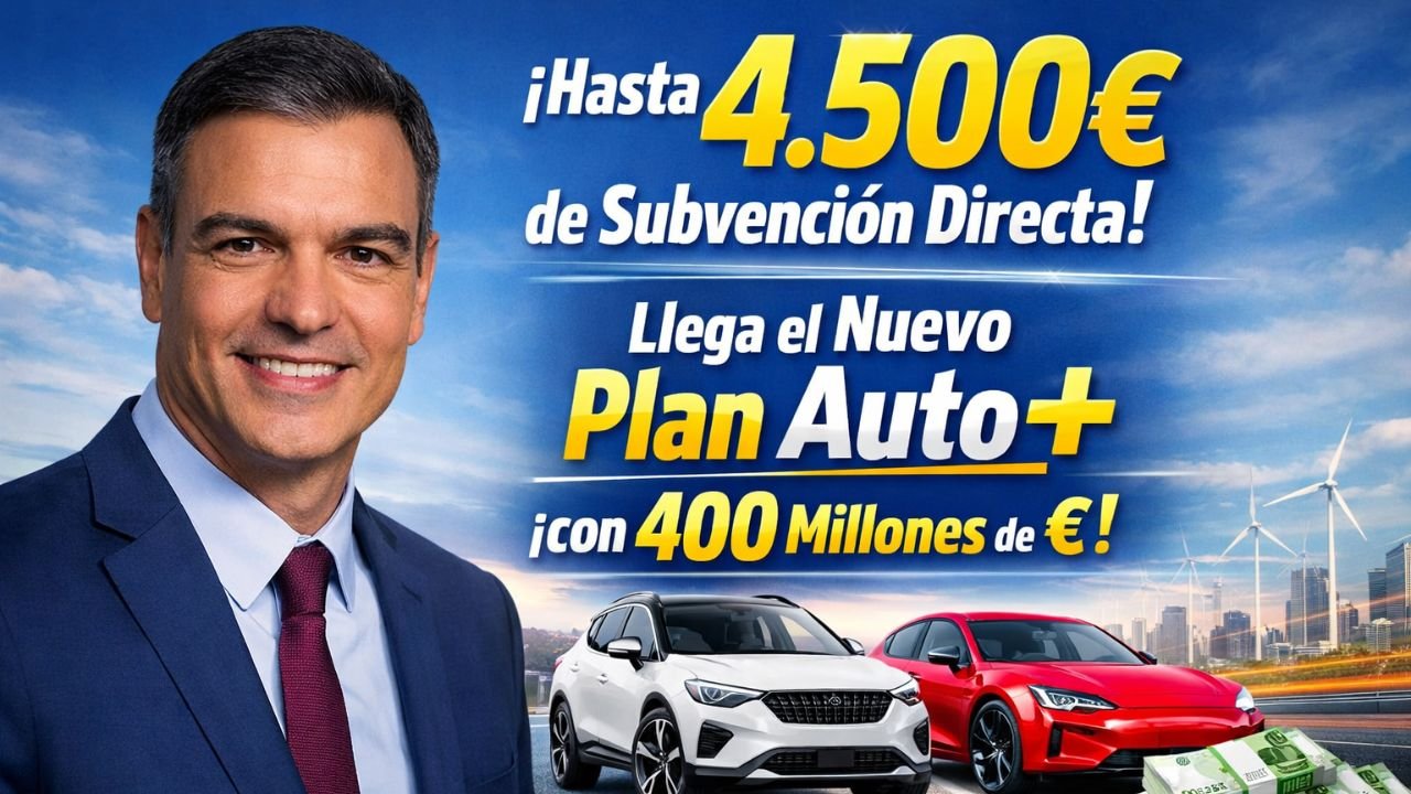 ¡Hasta 4.500€ de Subvención Directa! Llega el Nuevo Plan Auto+ con 400 Millones de €